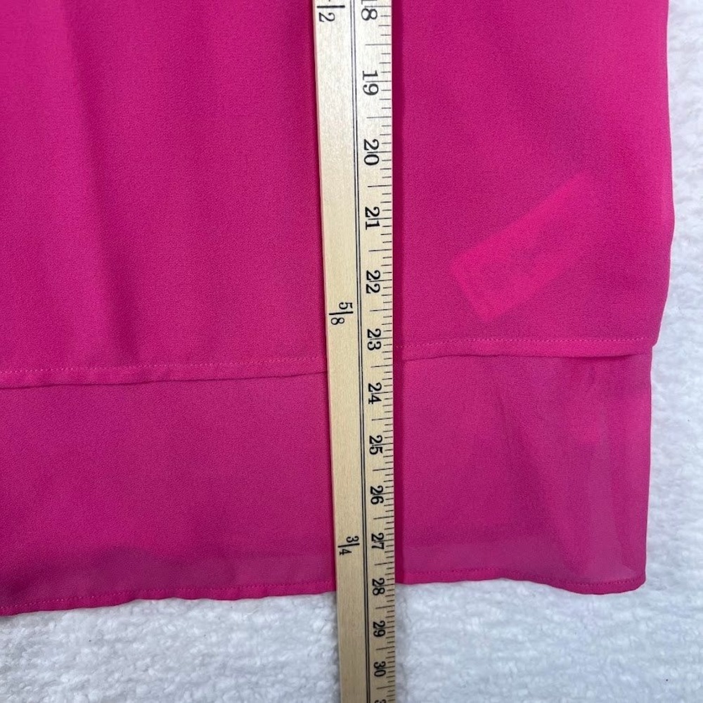 Michael Michael Kors Womens Pink V-Neck Layered Hem 3/4 Sleeve Blouse Top Medium - Picture 6 of 9